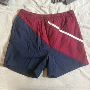 Vintage David Taylor Burgundy and White Mesh Shorts